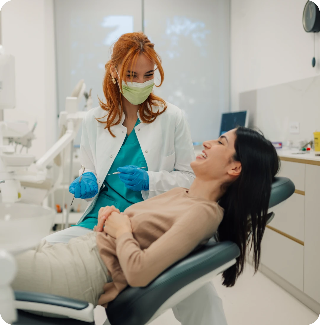 Dental checkup with happy patient
