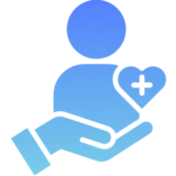 Person and heart in hand illustration