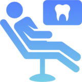 Dental patient viewing X-ray illustration