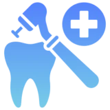 Dental care icon with tooth and drill