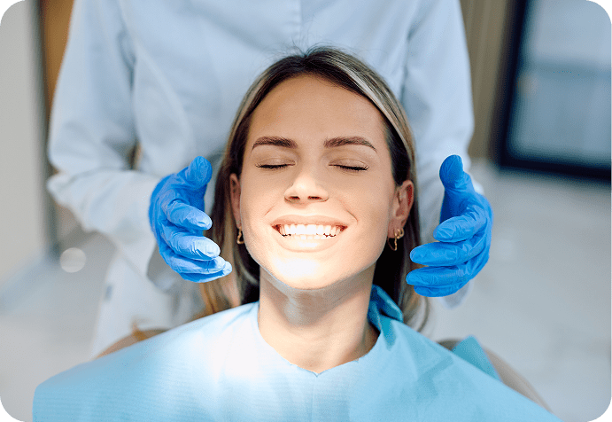 Patient smiling during dental check-up
